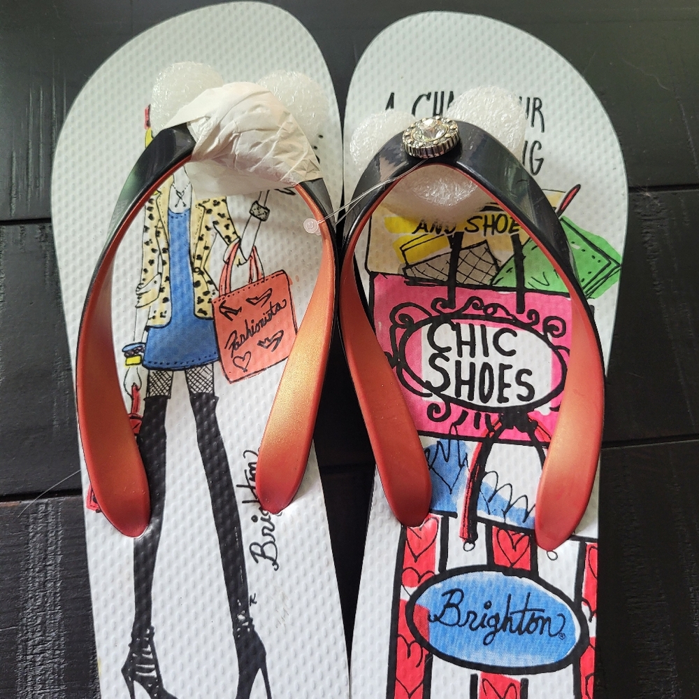 New BRIGHTON CHIC Flip flop with rehnstone embleshment SZ 6